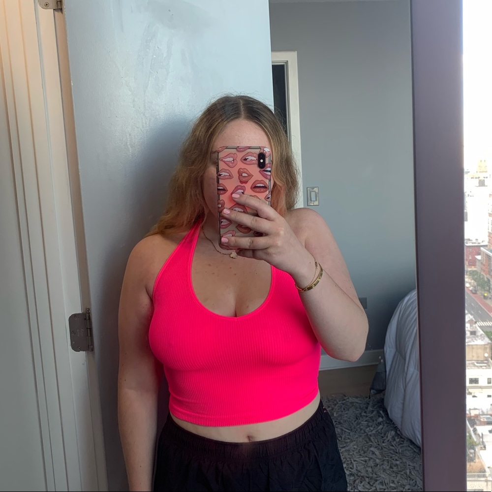 Suzette ribbed neon halter top